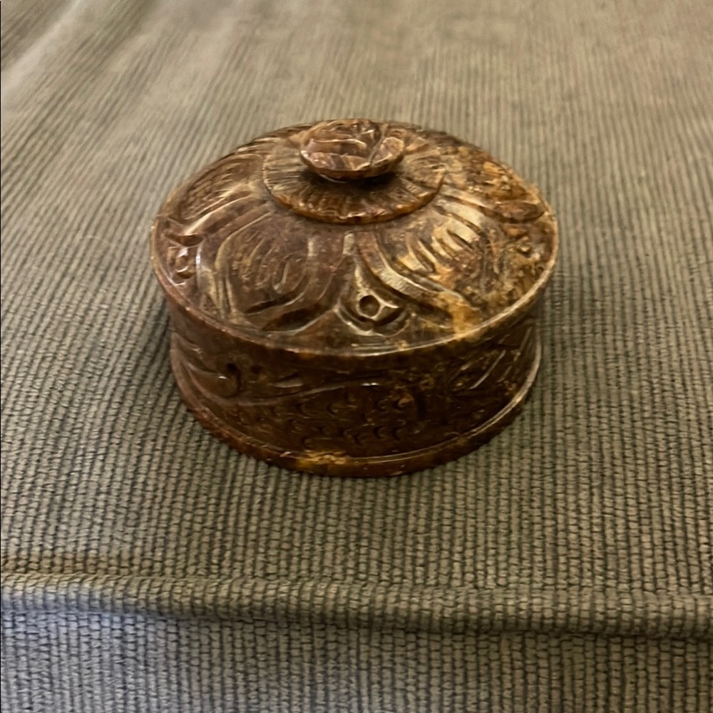 Handcrafted Brown Carved soapstone Candle.